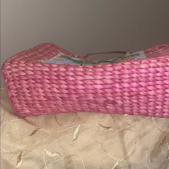 Chic Flamingo Pink Woven Tote Bag - Picture 5 of 6